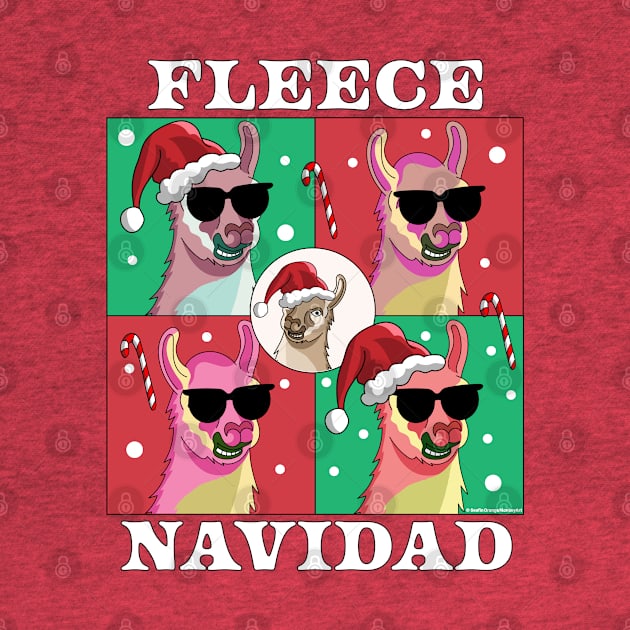 Fleece Navidad Llama - Feliz Navidad Funny Christmas Llama by OrangeMonkeyArt